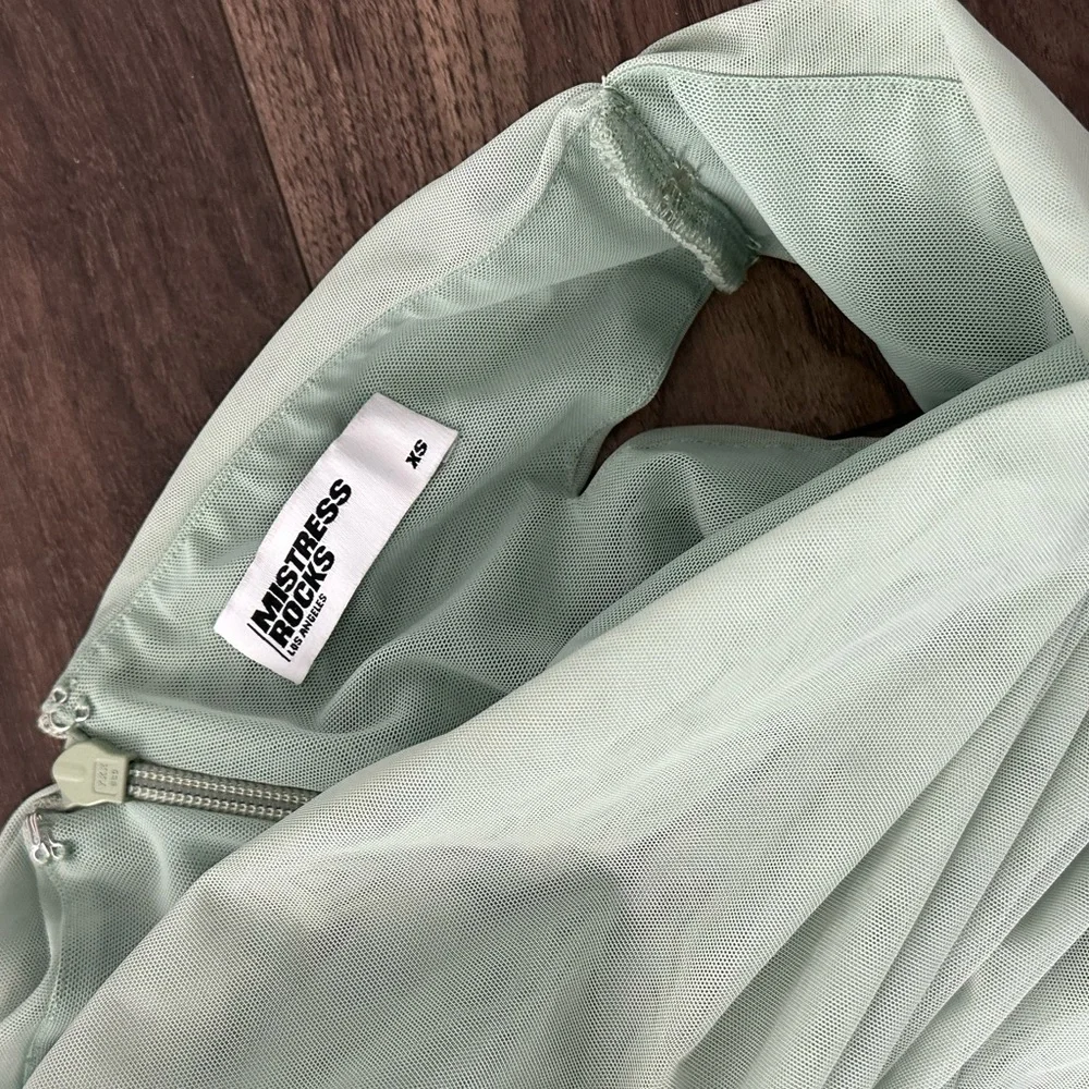 Mistress Rocks “Sitting Pretty” Mint Mesh Cut Out Dress - Picture 5 of 6